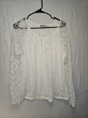 Retro Threads US Womens Size XL Delicate White Lace Top Blouse Shirt